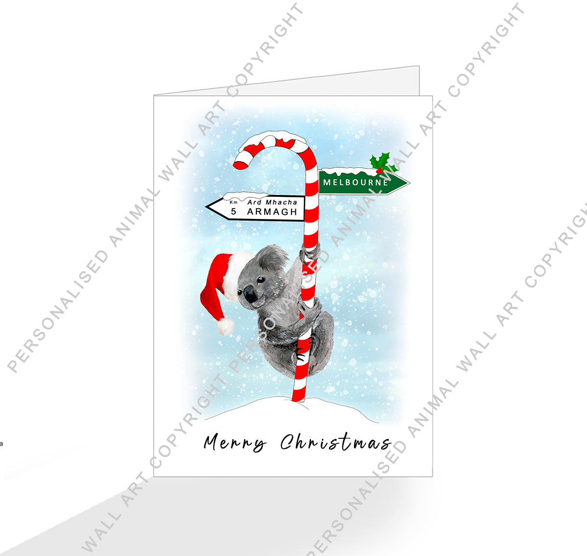 Koala Candy Cane Christmas Card